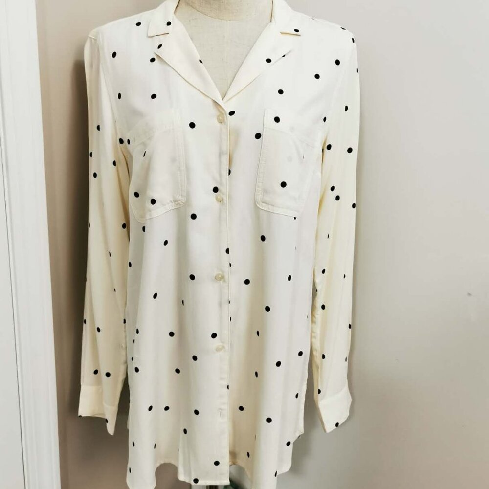 OLD NAVY  NEW Button up Polka Dot Shirt Crean Black SIZE (M)